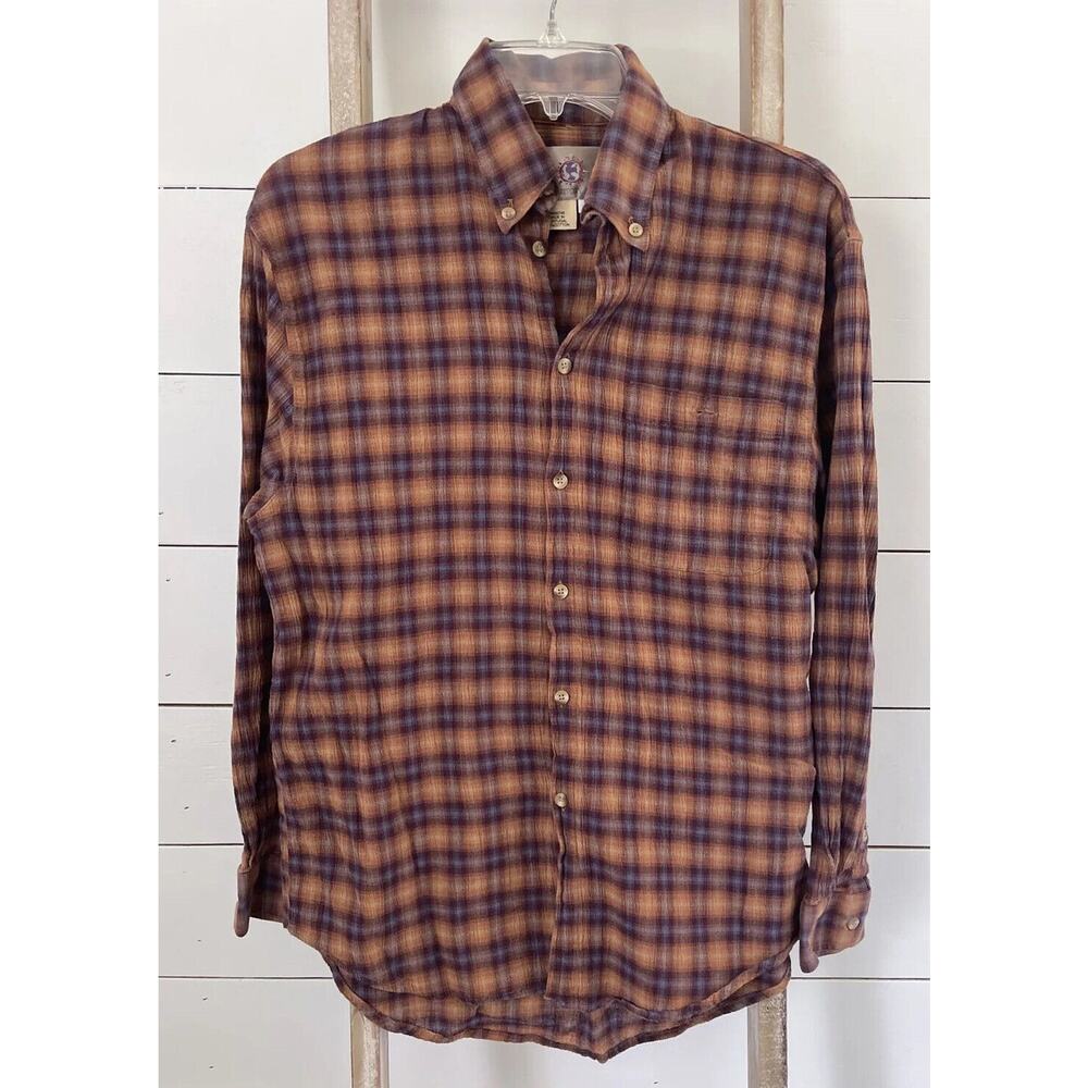 The Territory Ahead Shirt Mens Purple Plaid Texture Fabric Button Long Sleeve M